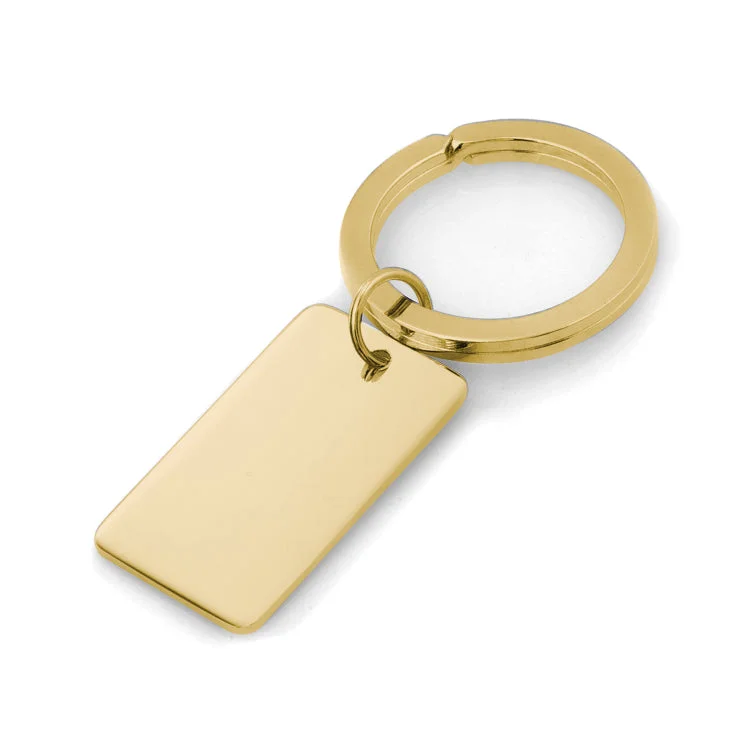 Gold Finish Plain Polished Rectangle Key Ring