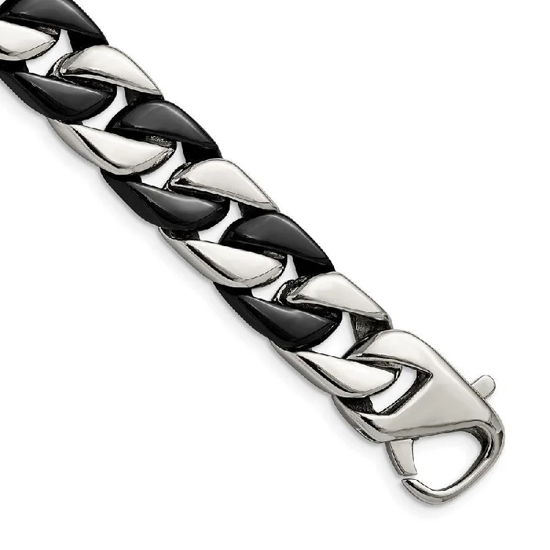 Stainless Steel Polished Black IP-plated 8.75in Bracelet