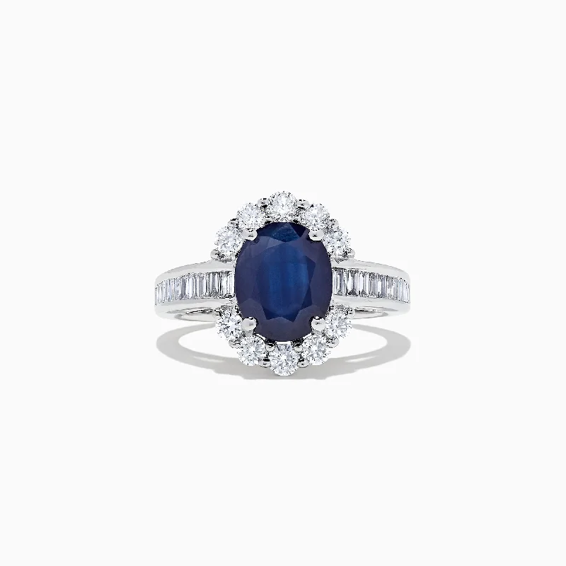 Royale Bleu 14K White Gold Sapphire and Diamond Ring, 4.03 TCW TCW