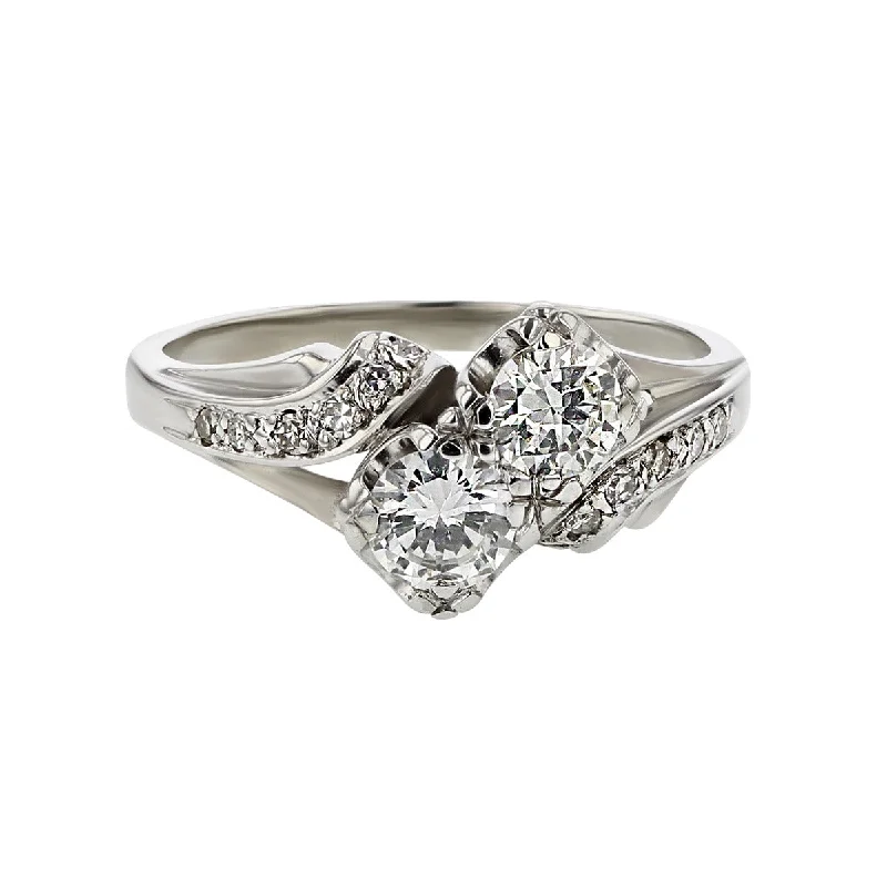 14K White Gold Diamond Bypass Engagement Ring