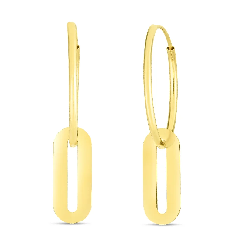 14K Paperclip Hoop Drop Earring