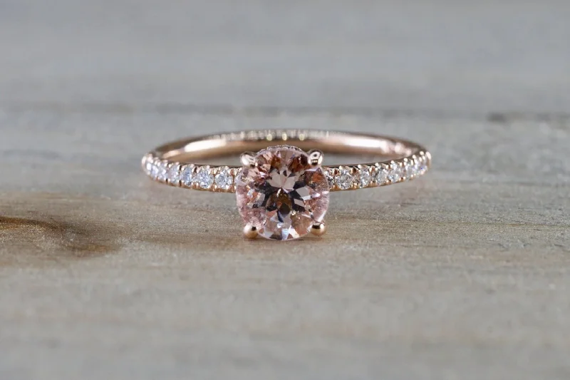 Victoria 14k Rose gold Morganite Under Halo Ring Engagement M3002