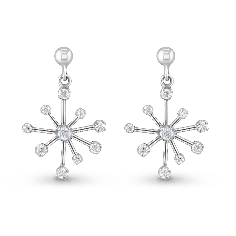 Starburst Earrings in Silver and Cubic Zirconia