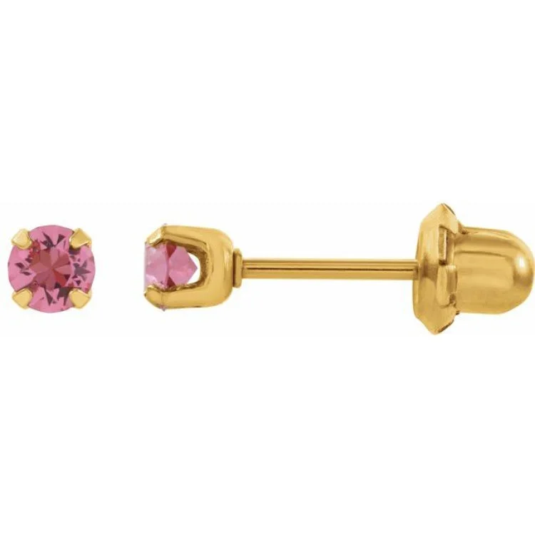 24K Gold-Plated Stainless Steel Imitation Pink Tourmaline InvernessÂ® Piercing Earrings