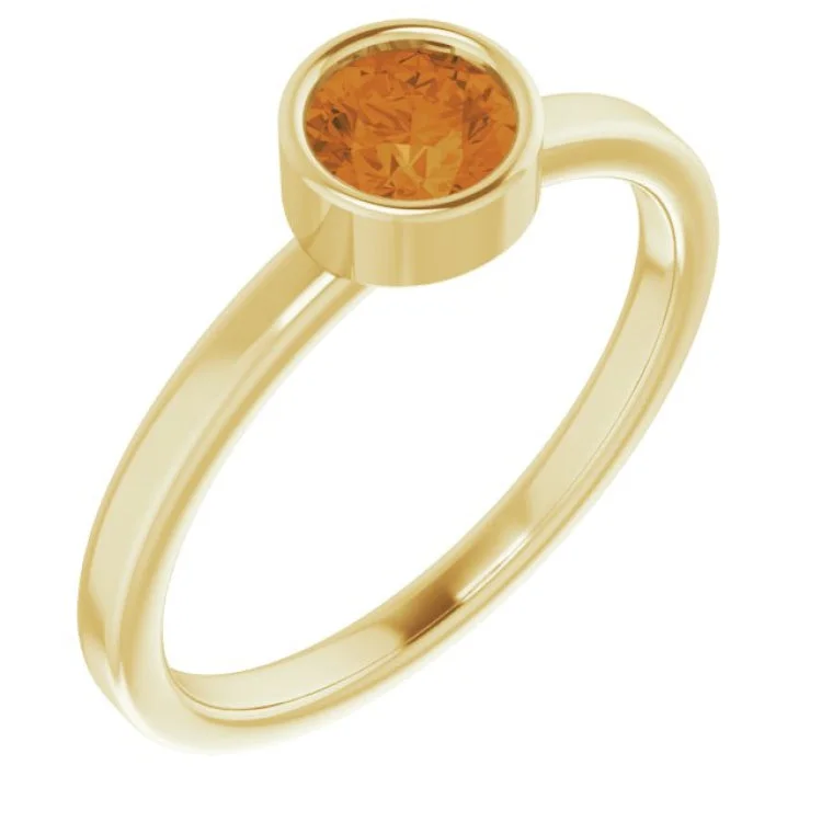 14K Yellow 5 mm Natural Citrine Ring