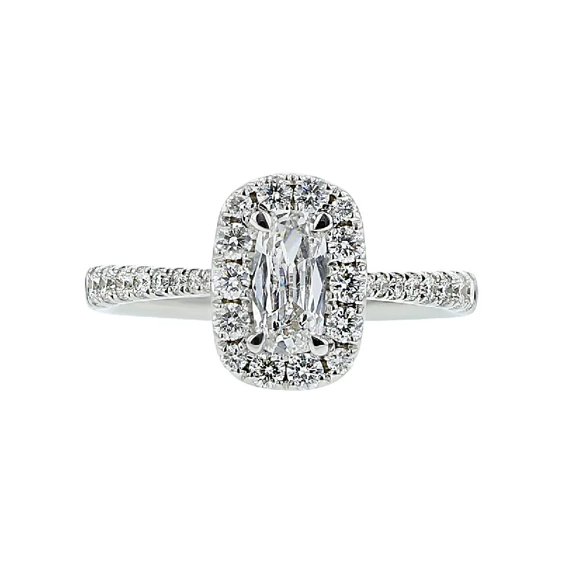 14K White Gold Diamond Halo Engagement Ring