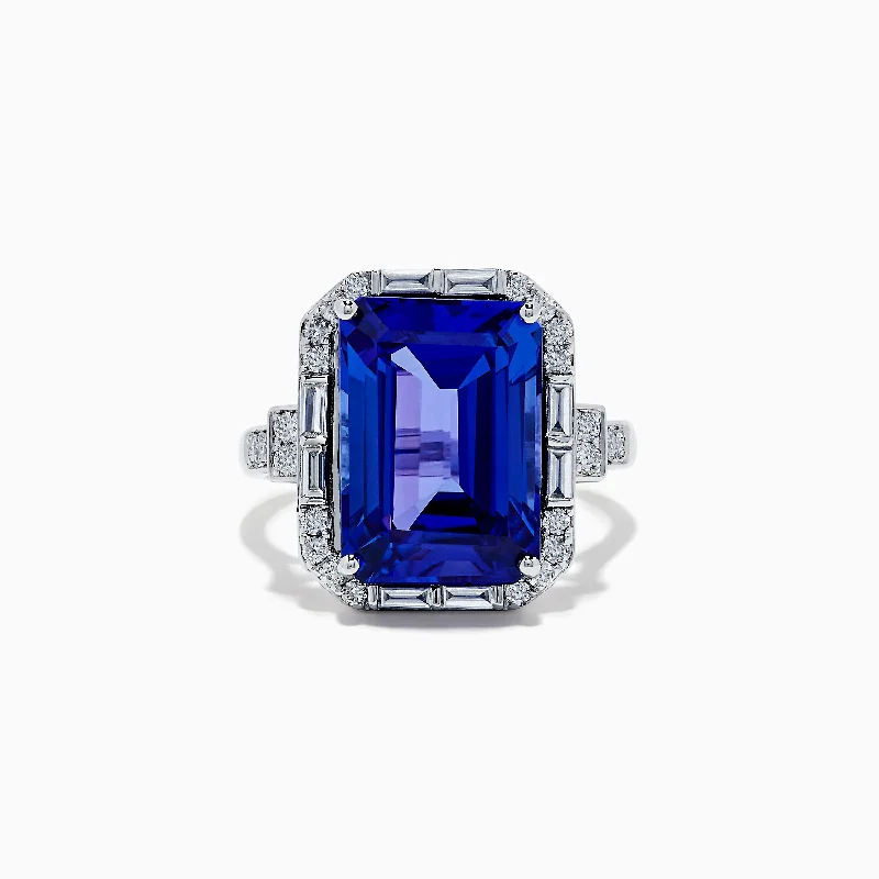 Tanz Royale 14K White Gold Diamond and Tanzanite Cocktail Ring