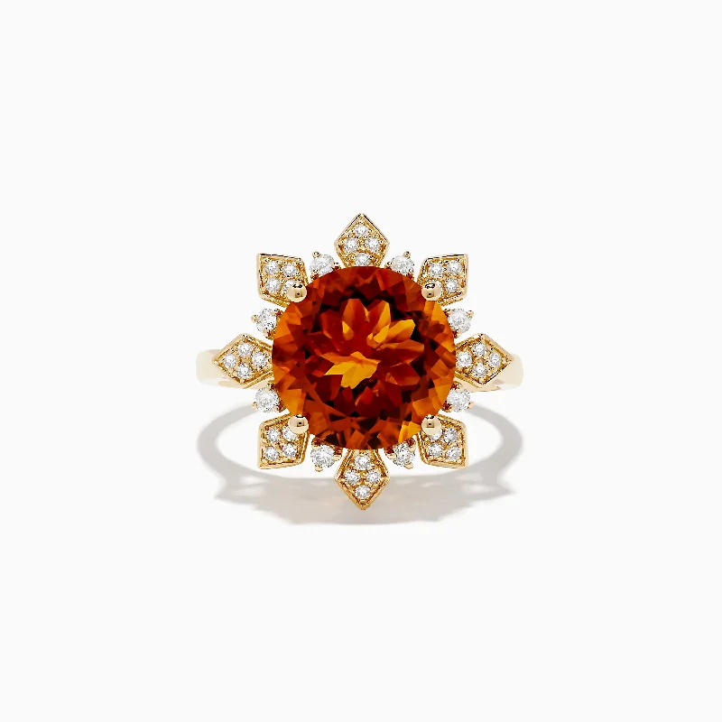 Sunset 14K Yellow Gold Citrine and Diamond Ring