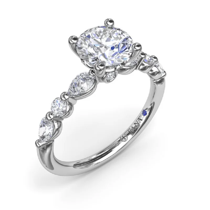 Fana Alternating Teardrop and Round Diamond Engagement Ring Setting