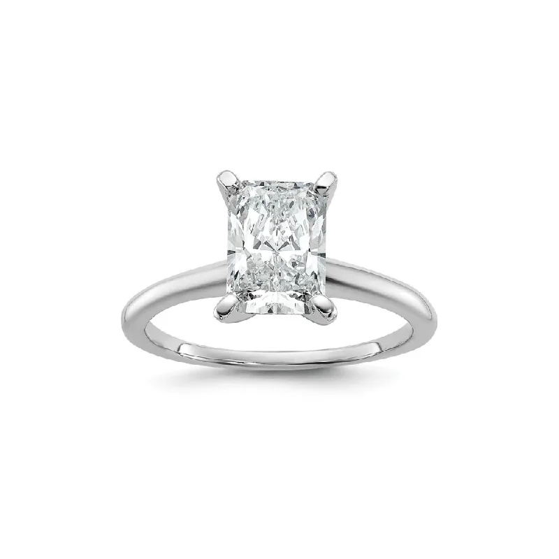 1 3/4 Carat Radiant Lab Grown Diamond Solitaire Engagement Ring in White Gold