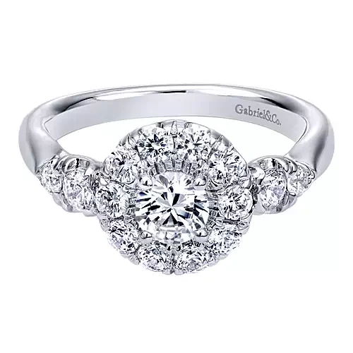 Everlasting - 14K White Gold Round Halo Diamond Engagement Ring