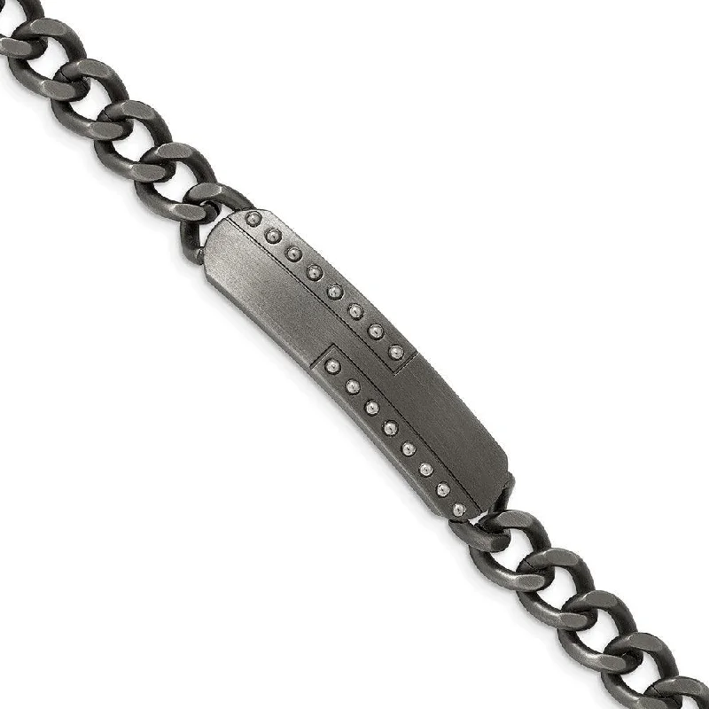 Stainless Steel Matte Finish Gun Metal IP-plated 9in ID Bracelet