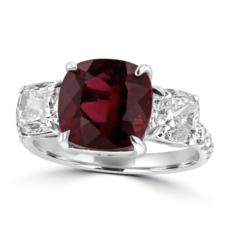 JULEVE 18KT GOLD 4.21 CT RUBELLITE & 2.32 CTW DIAMOND RING