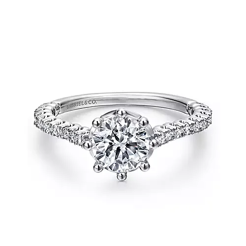 Angelina - 14K White Gold Round Diamond Engagement Ring