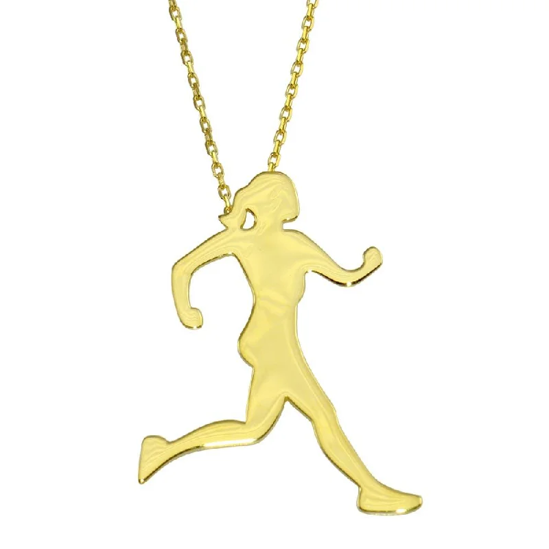 Gold Plated 925 Sterling Silver Runner Necklace - GMN00187GP