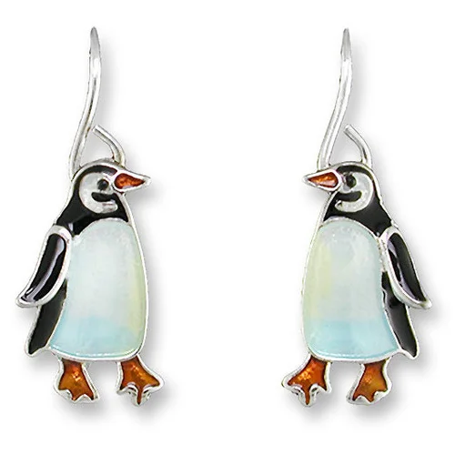 Gentoo Penguin Silver & Enamel Earrings