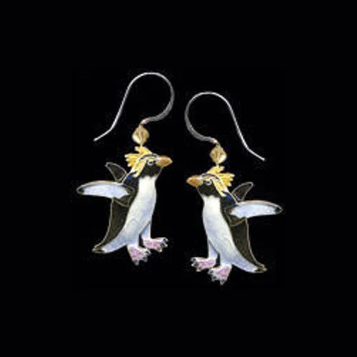 Rockhopper Penguin Cloisonne Wire Earrings