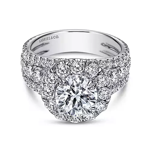 Lainey - 14K White Gold Round Halo Diamond Engagement Ring