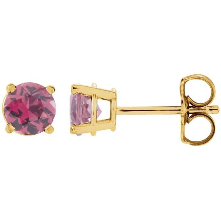 14K Yellow 2.5 mm Natural Pink Tourmaline Stud Earrings