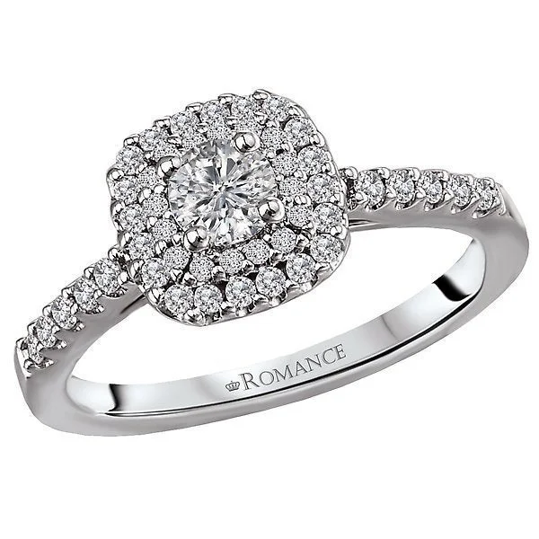 14KT WHITE GOLD 1/2 CTW ROUND DIAMOND DOUBLE CUSHION HALO RING