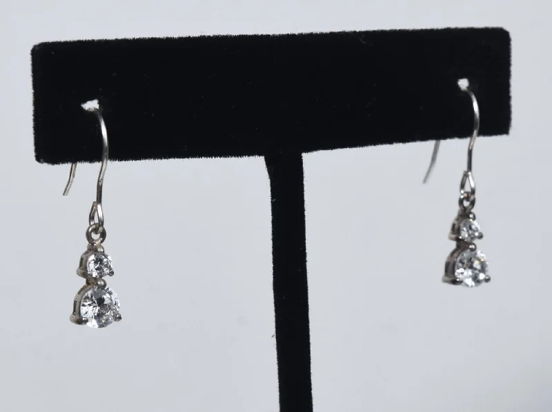 Avon - Sterling Silver Crystal Dangle Earrings