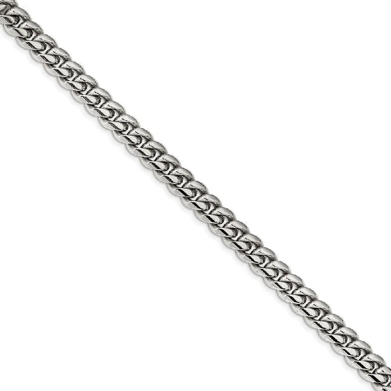 Stainless Steel Polished 8.25in Curb Chain Bracelet