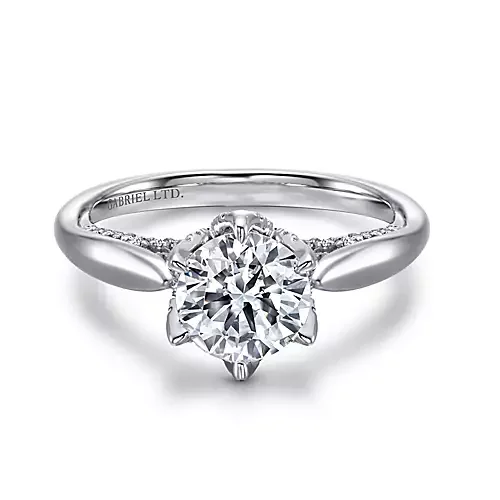 Hortensia - 18K White Gold Round Diamond Engagement Ring