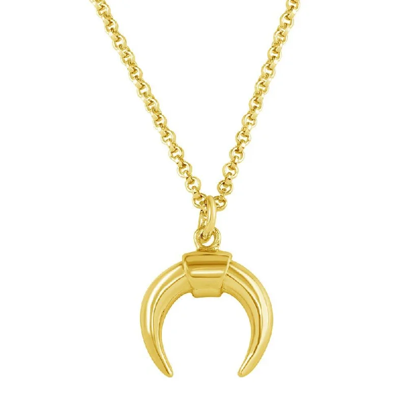 Gold Plated 925 Sterling Silver Crescent Necklace - ARN00046GP