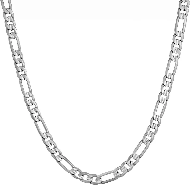 4mm Figaro Necklace (White Gold Look)