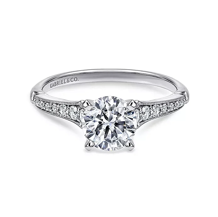 Hollis - 14K White Gold Round Diamond Engagement Ring