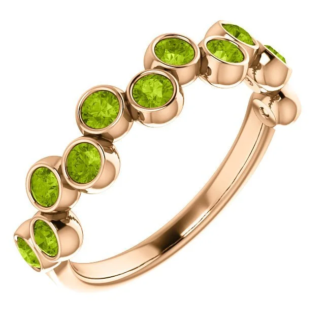 14KT GOLD 1.08 ROUND PERIDOT BEZEL SET RING