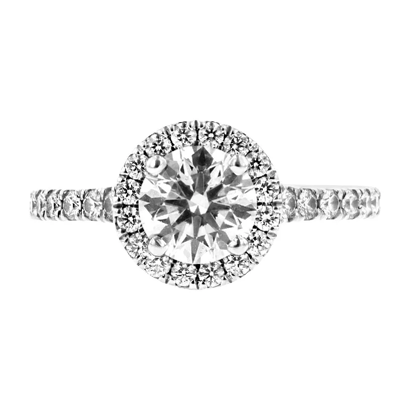 14K White Gold Diamond Halo Engagement Ring