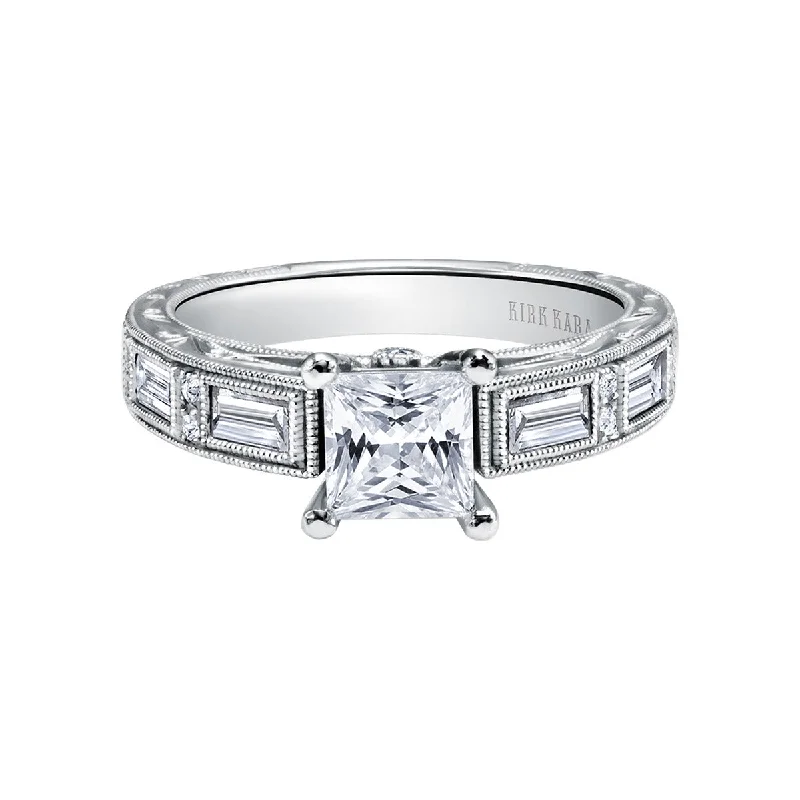 18K White Gold Baguette Diamond Engagement Ring