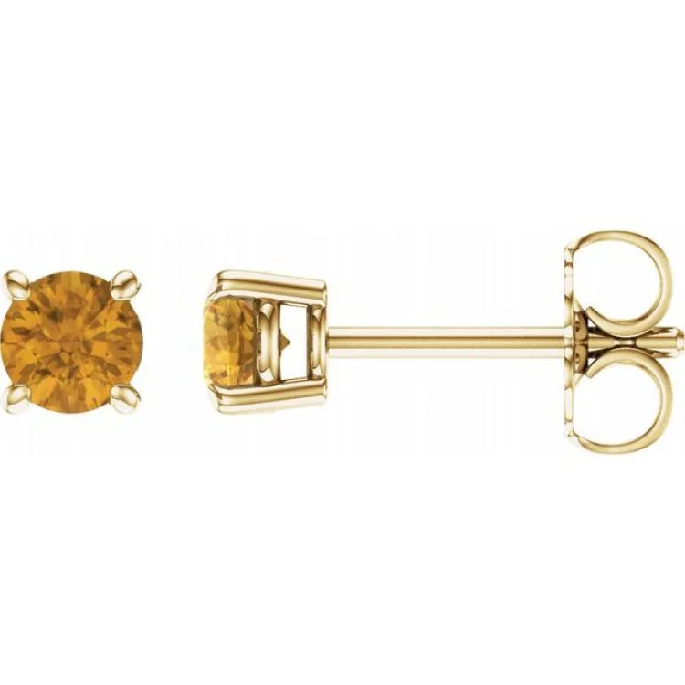 14K Yellow 4 mm Natural Citrine Stud Earrings