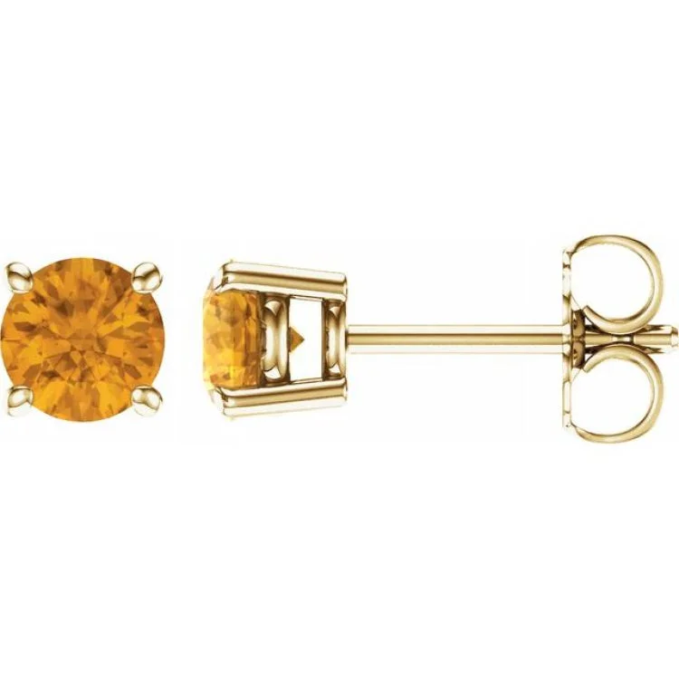 14K Yellow 5 mm Natural Citrine Stud Earrings