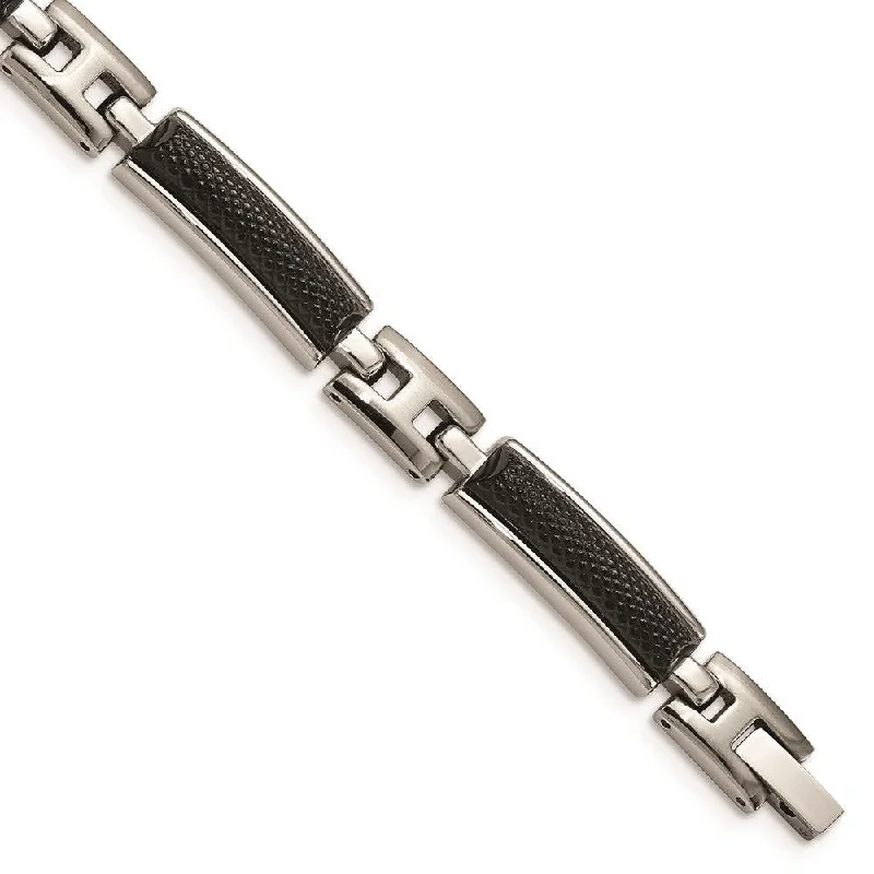 Stainless Steel Polished and Brushed Black IP-plated Bracelet