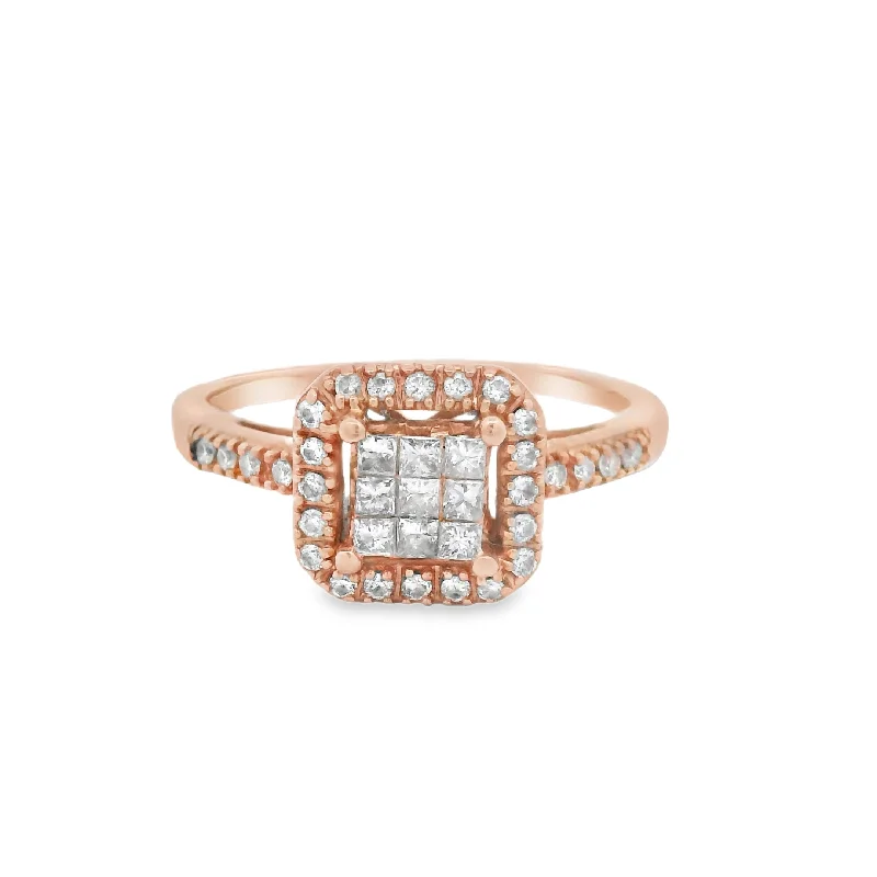 Rose Gold Composite Halo Diamond Engagement Ring