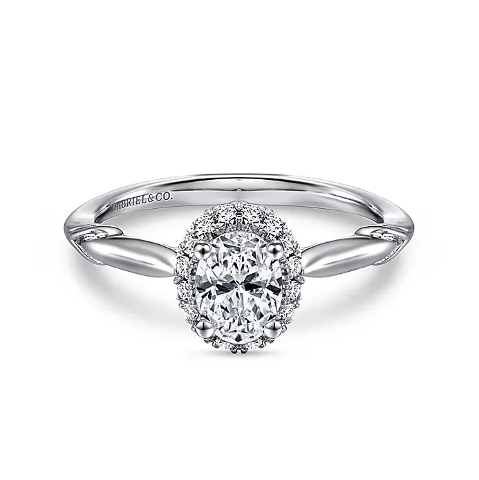 Catherine - 14K White Gold Oval Halo Diamond Engagement Ring