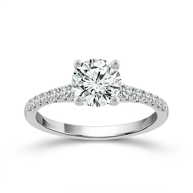 1.00 Ctw Round Lab Grown Diamond Engagement Ring in 14 Karat White Gold