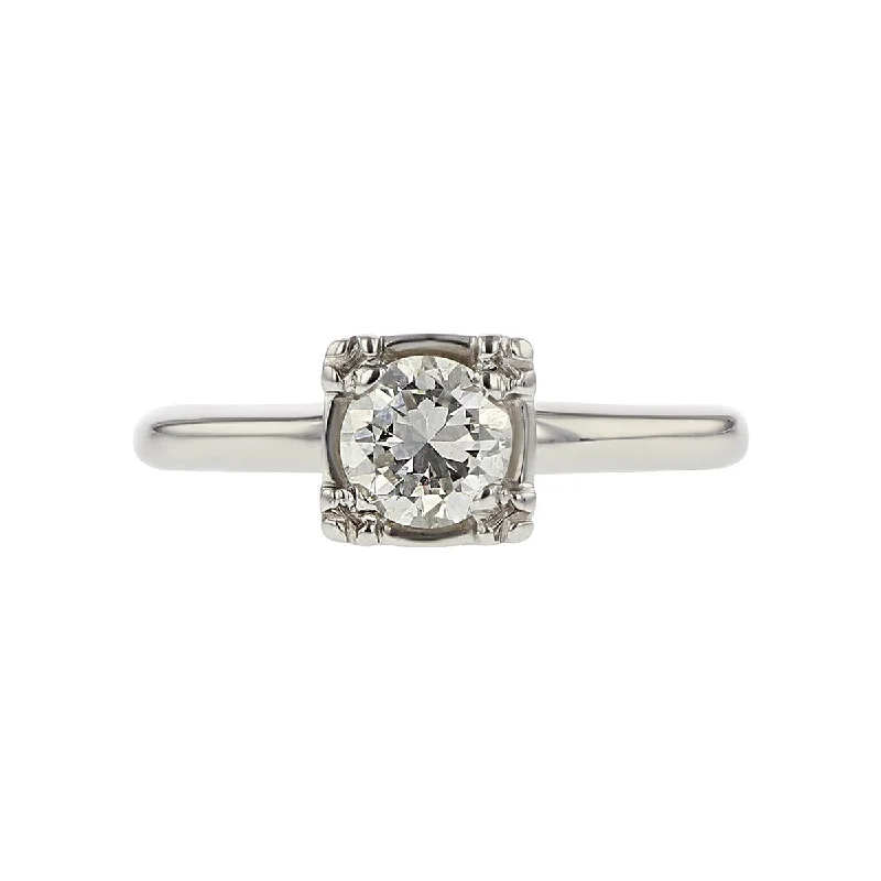 14K White Gold Diamond Solitaire Engagement Ring