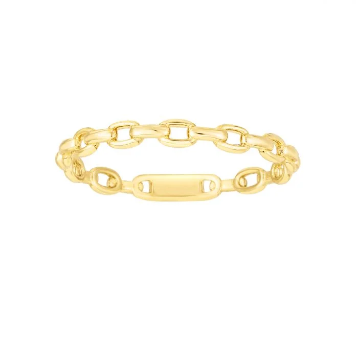 EMILIQUE 14KT YELLOW GOLD OVAL LINKS STACKABLE RING