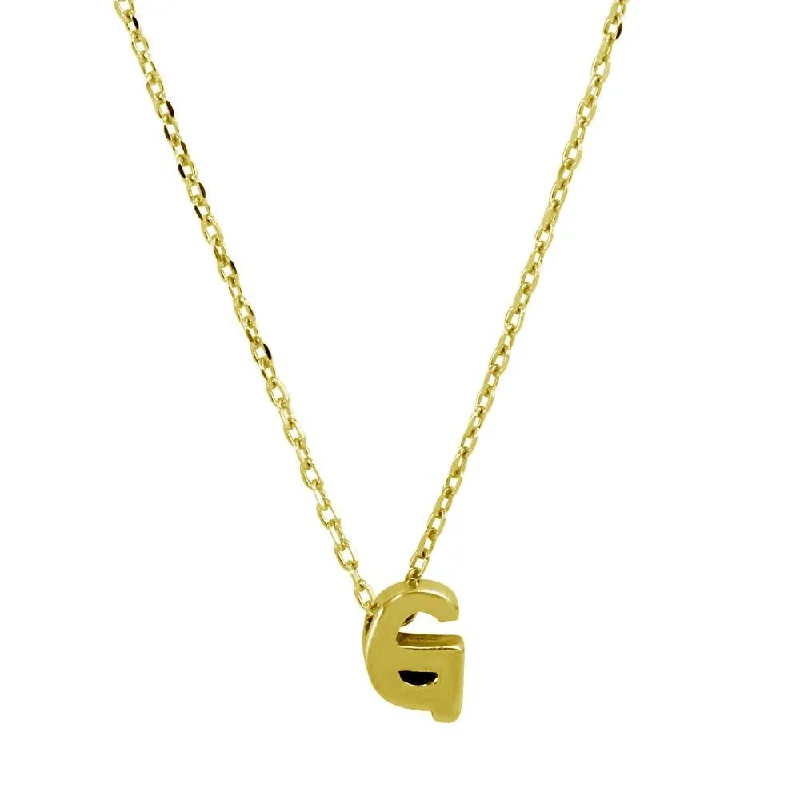 Gold Plated 925 Sterling Silver Small Initial G Necklace - JCP00001GP-G