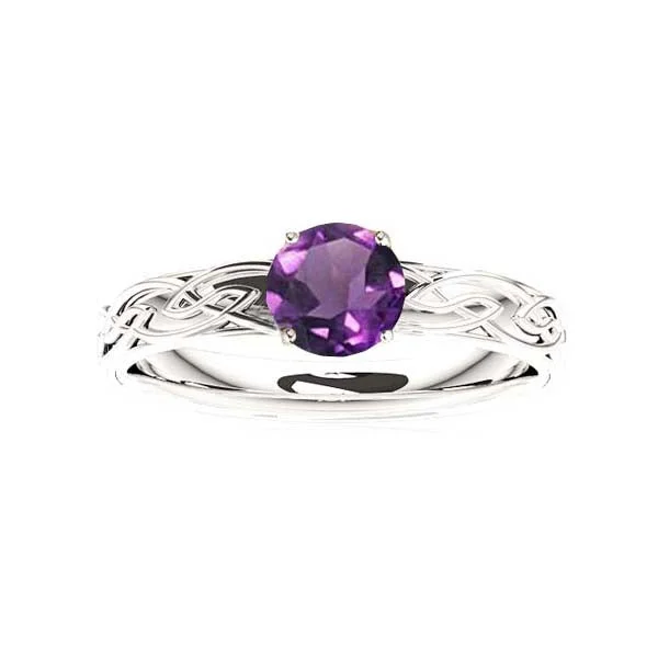 Edinburgh Celtic Flows Engagement Ring with Amethyst