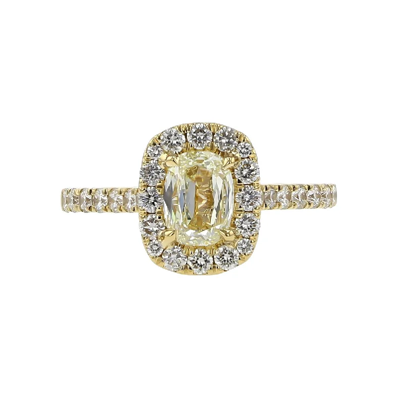 14K Gold Cushion-cut Diamond Halo Engagement Ring