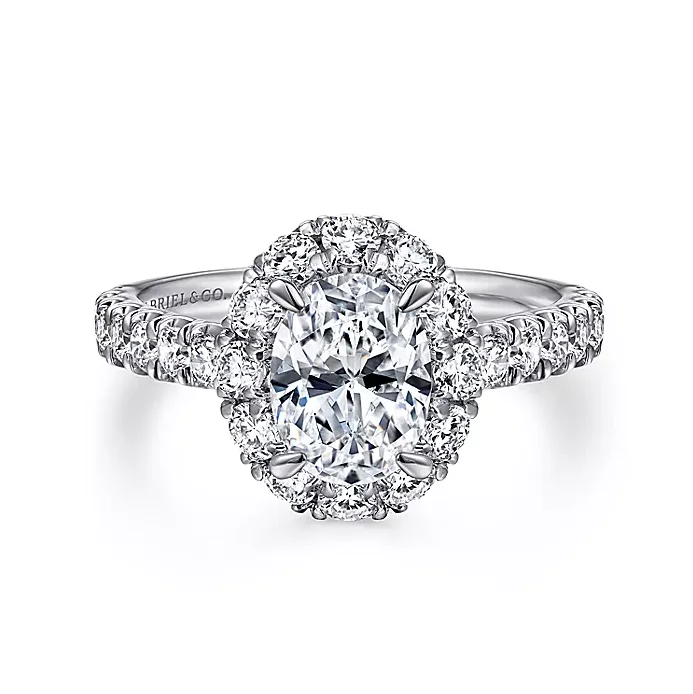 Sutton - 14K White Gold Oval Halo Diamond Engagement Ring