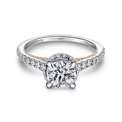 Sophia - 14K White-Rose Gold Hidden Halo Round Diamond Engagement Ring